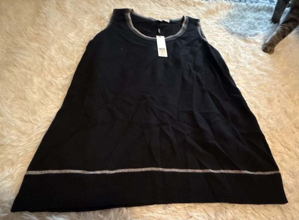 Chico's Black Lurex Twinset Tank Pullover Sweater